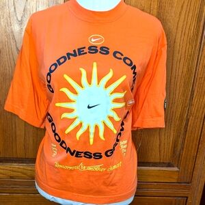 Nike Rec Club limited release NWOT M orange sunny/floral boxy short‎ sleeve tee